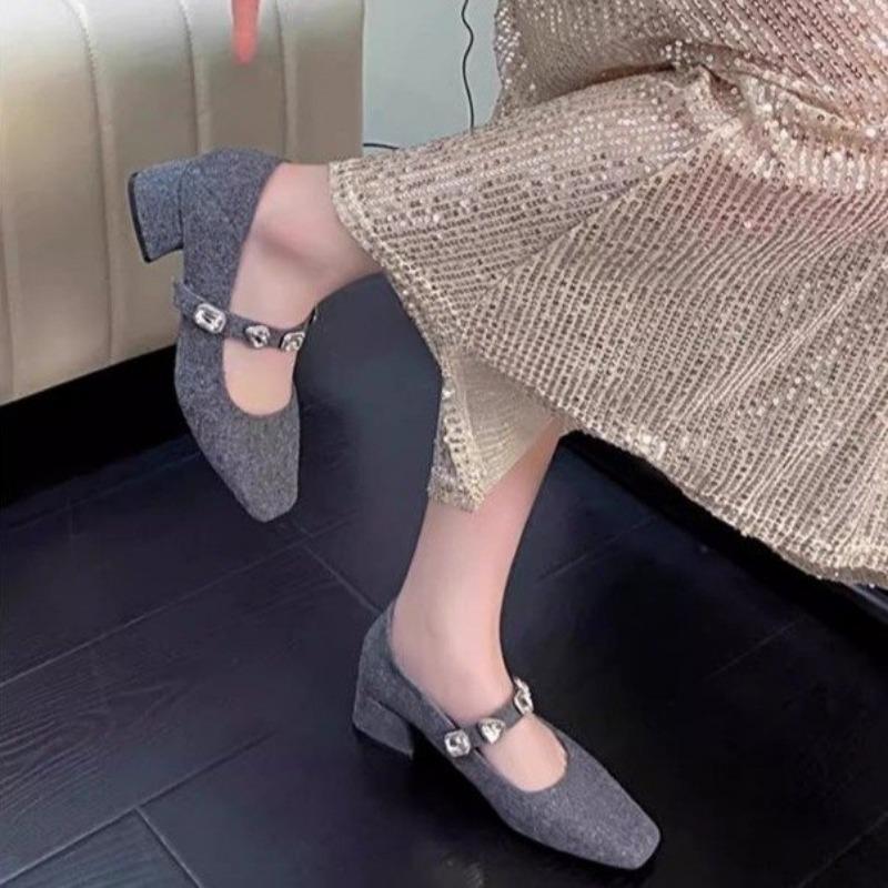 Женская модная повседневная обувь, новые роскошные кожаные туфли с пряжкой на толстом каблуке, женские туфли Мэри Джейн, мягкая подошва, женские туфли на высоком каблуке, универсальные