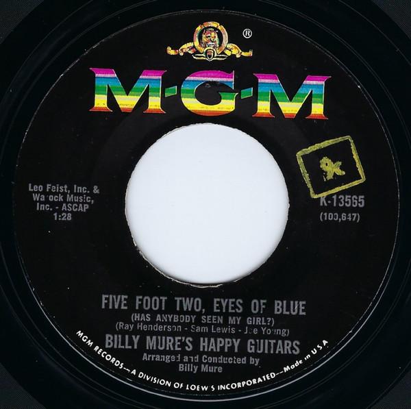 7-дюймовая пластинка BILLY MURES HAPPY GUITARS Five Foot Two Eyes Of Blue Yes S K13565 MGM Records US Jazz Б/у