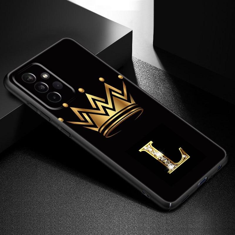 Golden Crown Letters Phone Case For Samsung Galaxy A21 A30 A50 A52 S A13 A22 A32 A33 A53 A73 5G A11 A12 A31 A51 A70 A71 A72
