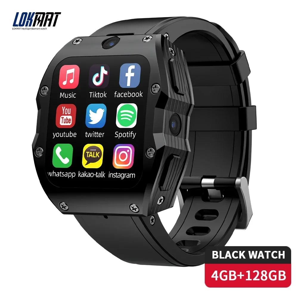 Смарт-часы LOKMAT 4G LTE, SIM-карта, Wi-Fi, GPS, SOS-вызов, 2-дюймовый HD-экран, 4 ГБ + 128 ГБ, Android, Фитнес-трекер, Камера, Умные часы