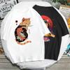 Catana T Shirts 90s Vintage Japan Aesthetics Tops Funny Cartoon Cat Print Tee Women Unisex Fashion Short-sleev Tees Samurai Shirt