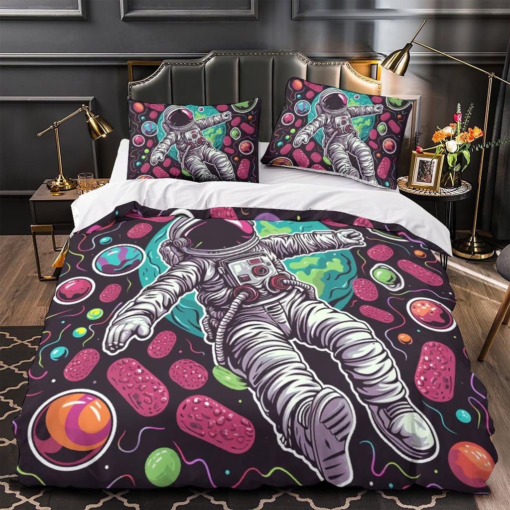 3D космический энтузиаст для мальчиков-подростков, комплект постельного белья, космонавт, космический пух, пододеяльник, наволочка, 2/3 шт. для одинарного/двойного подарка на день рождения