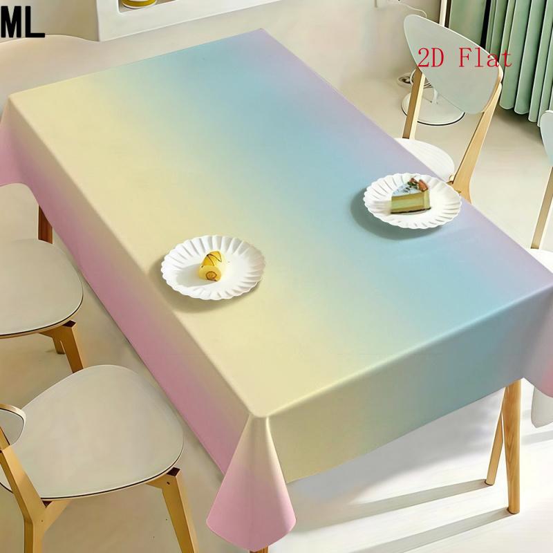2D Flat 1pc Tablecloth Party Tablecloth Dreamy Gradient Tablecloth Soft Pink-Blue-Yellow Gradient Background Easy Patternless Decorative Tablecloth Li
