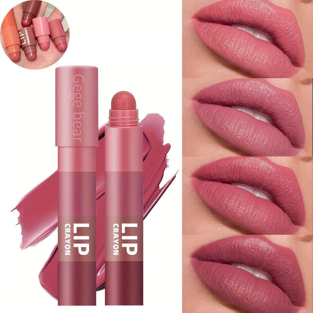 4 Colors Lip Crayons Lipstick Four Shades Splicing Lipstick Matte Waterproof Lipstick Long Lasting Highly Pigmented Lip Stain Perfect for Daily Makeup