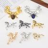 Vintage Running Horses Brooches For Women Men 2-Color Animal Party Casual Brooch Pins Gifts