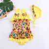 Girls Swimwear Summer Cute Children Girls One-piece Dress Swimsuit Kids Bathing Suit Swimwear Hat Sets