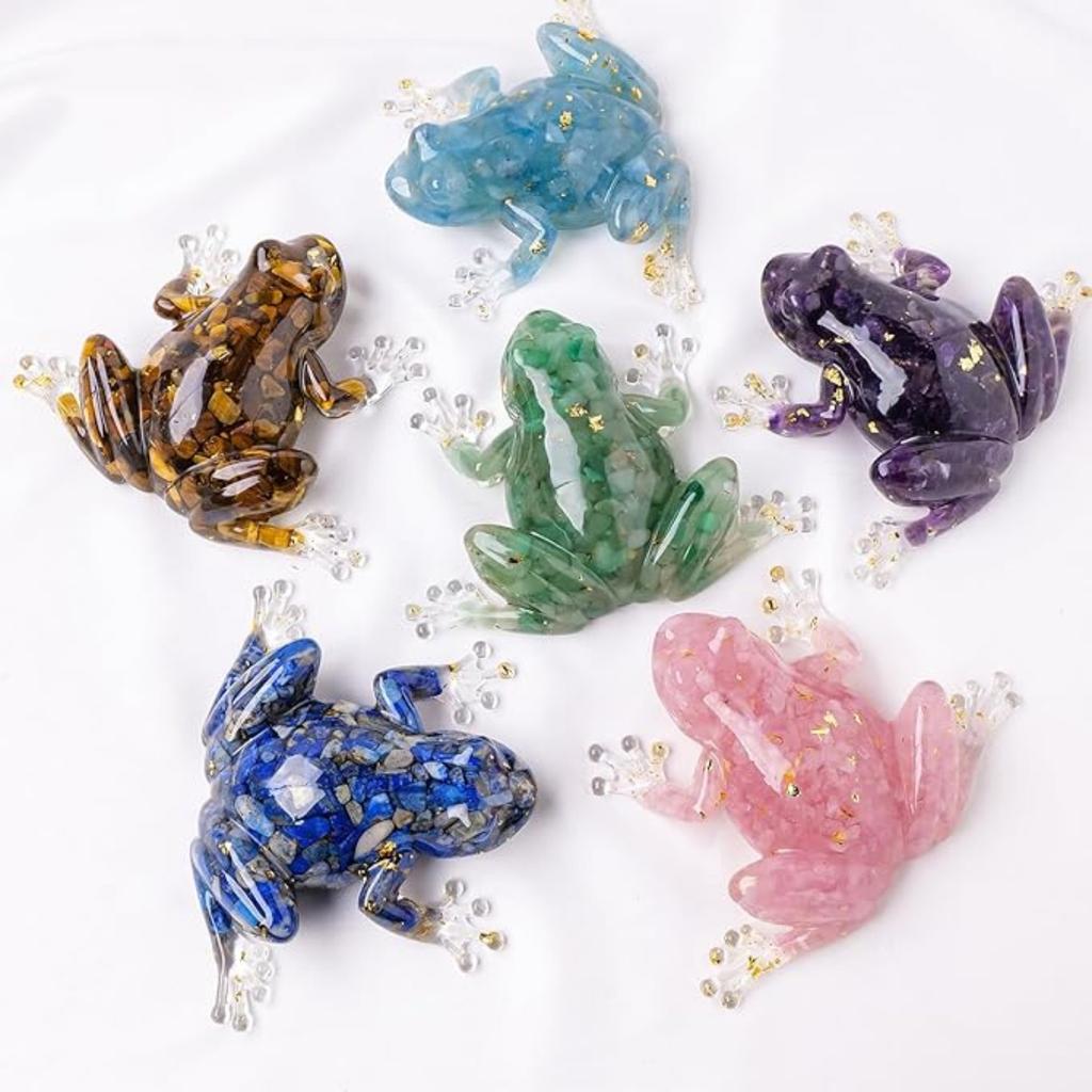 Natural Crystal Gravel Resin Frog Figurines - Healing Zen Decor for Fishbowl, Aquarium & Home, Handmade Frog Statues Collection, Spiritual Gift