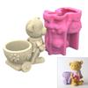 Cartoon Bear Succulent Flower Pots Mold Pen Holder Silicone Mould Concrete Plaster Planter Vase Mold Epoxy Resin Mold
