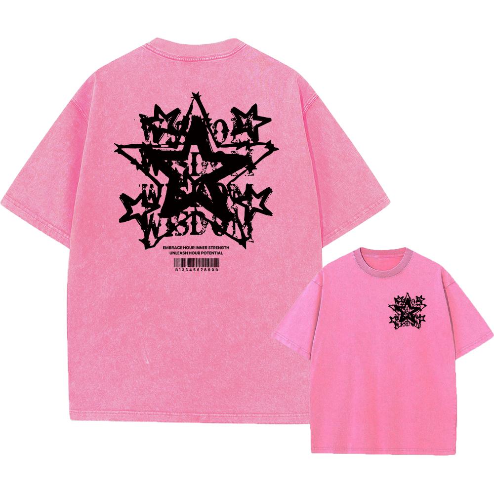 Мужская стираная футболка с винтажным принтом в стиле ретро-панк, повседневная футболка Harajuku из хлопка с коротким рукавом, с эффектом кислотной стирки, верхняя часть