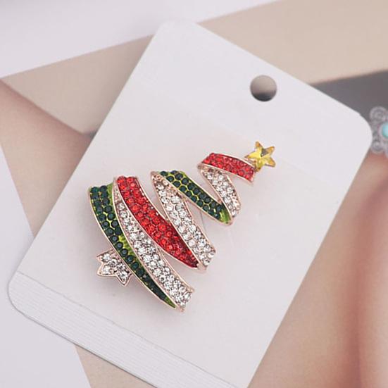 Женская брошь, булавка в форме рождественской елки, ювелирные изделия со стразами, изысканная универсальная блестящая брошь, одежда