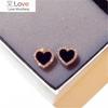 Engagement Enamel Cute Heart Stud Earrings For Women Girls Rose Gold Color Summer Jewelry Black Earring Wedding Jewelry Gifts