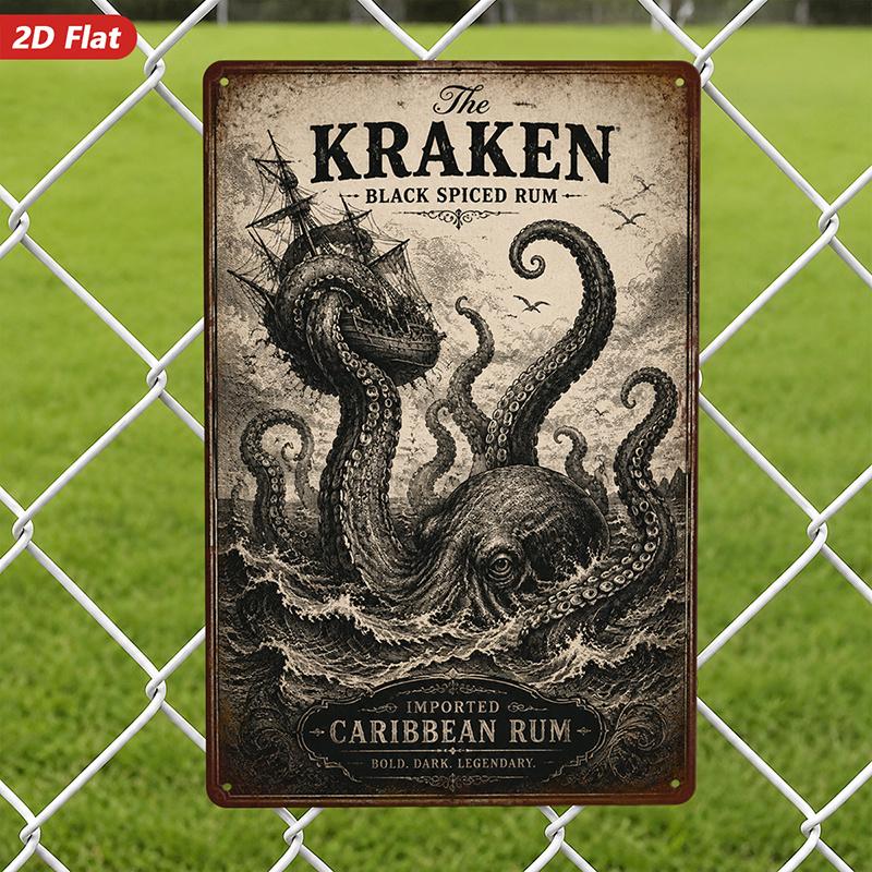 The Kraken Black Spiced Rum Metal Sign