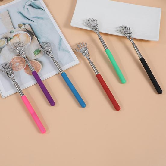 Раздвижная металлическая чесалка для спины с резиновыми ручками, портативный телескопический массажер для спины, инструмент для снятия зуда кожи, наполнитель для чулок для мужчин, женщин и детей