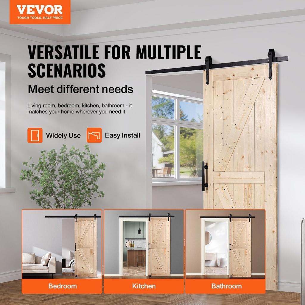 Barn Door and Hardware Kit 30" x 84" Wood Sliding Barn Door Kit Smoothly