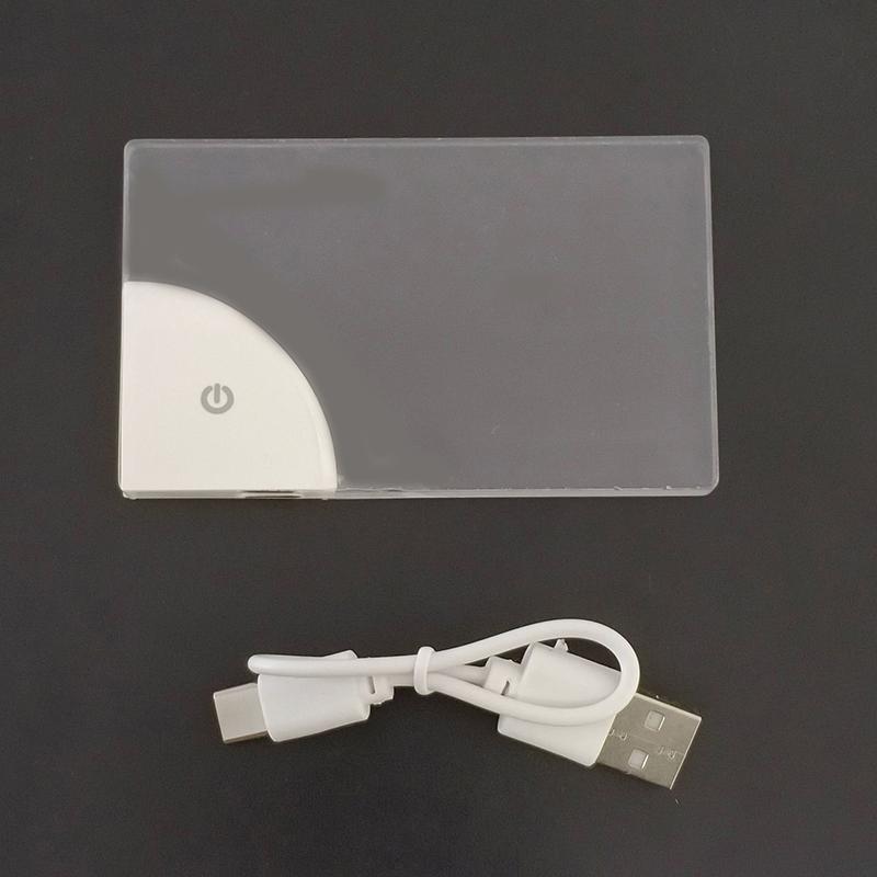 1Pc Diy Gift For Boyfriends Dady Gift Led Blank Acrylic Glowing Business Card Light Transparent Name Tag Board Battery Power