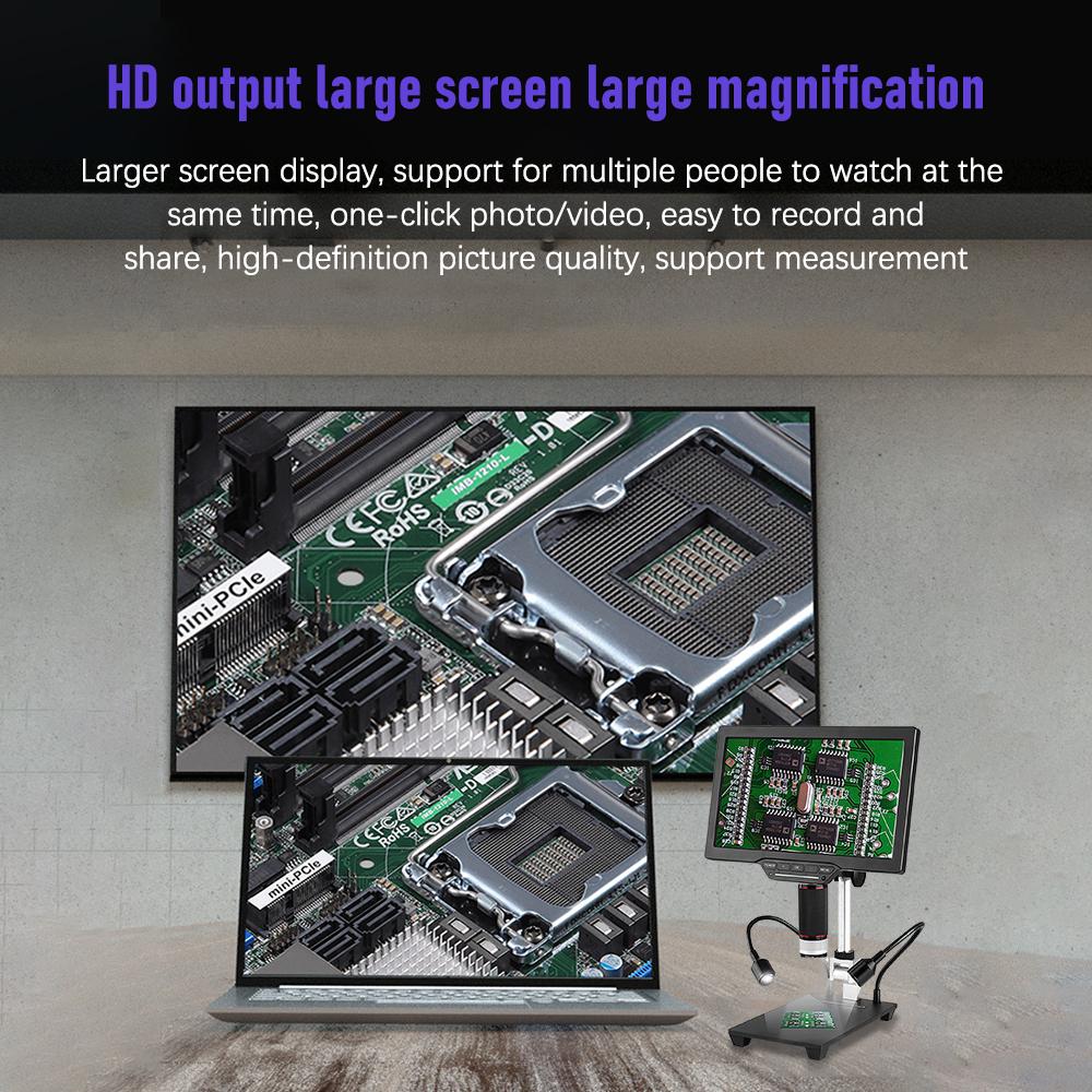10.1-inch LCD USB Digital Microscope 1080P Coin Microscope 1-1600X 16MP Touch-control Lightness