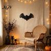 Haunted House Party Decor Woven Rattan Bat Wall Hanging Decoration, Halloween Handcrafted Black Wicker Bat, Seasonal Decorations 3D Scary Rustic