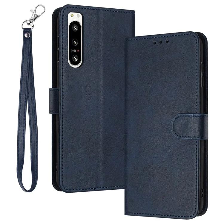 Для Sony Xperia 5 IV 5G антицарапающий кожаный чехол-кошелек для телефона оптом с функцией подставки - зеленый