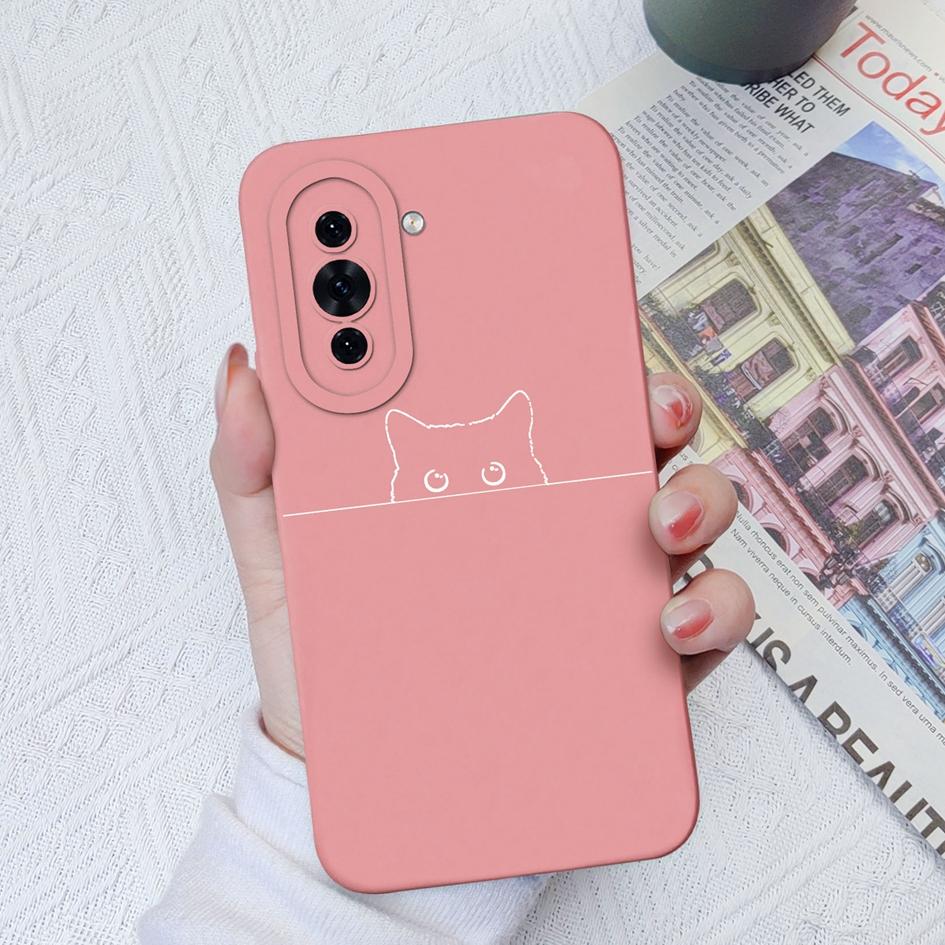Чехол для телефона Huawei Nova 4E 5T 6 7 8 9 10 SE 11 Pro P30 P40 Lite, мягкий матовый жидкий силиконовый чехол, милый модный противоударный чехол с котом для Huawei, бампер