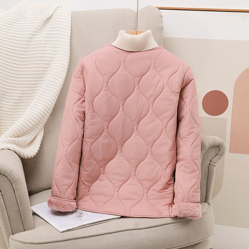 cotton-padded jacket with velvet liner, slim-fitting short cotton-padded jacket, warm in autumn and winter, close-fitting cotton jacket, down cotton