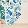 Women Plus Size Round Neck Long Sleeve Tropical Leaf Printed T Shirt Asymmetric Hem Button Detail