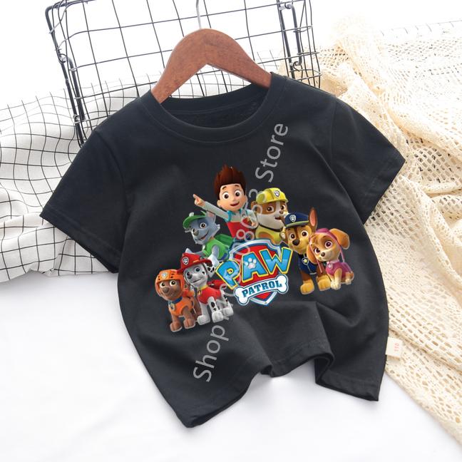 Paw Patrols Baby TShirt Girls Boys Clothes Cartoon Anime Chase Skye Figure Printed Toddler Tops Summer Clothes Gift