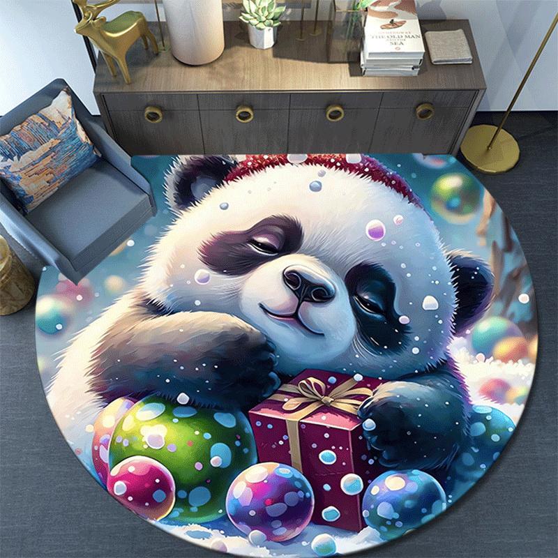 1pc Soft, Absorbent & Non Slip Sleeping panda Round Rug Soft Circle Rug for Living Room & Bedroom Decor, Chair Mats, and Unforgettable Home