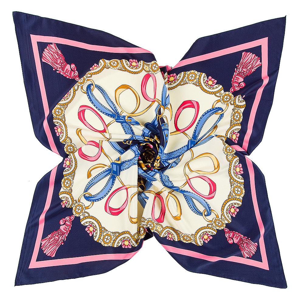 Luxury Brand 100% Twill Silk Scarf ChainsTassel Square Scarf New Design Print Kerchief Women Neck Shawl Wraps Echarpe 130cm