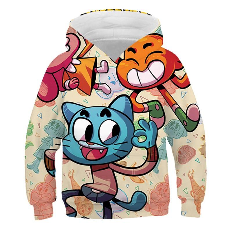 Удивительный мир Гамбола Детская комедия Комикс периферийный свитшот с капюшоном Осенняя одежда Модная универсальная толстовка с капюшоном