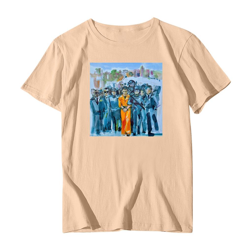 Повседневная модная спортивная футболка с круглым вырезом и принтом унисекс с коротким рукавом