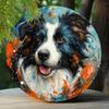 2d Flat 20*20cm, Wooden Sign Round Wreath Decorative Sign, Gifts Border Collie Theme Decoration