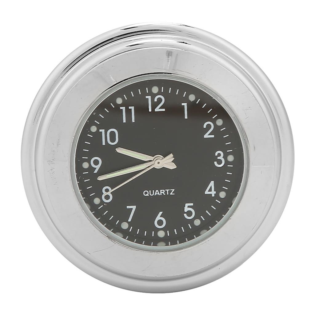 Водонепроницаемые мотоциклетные часы с хромированным покрытием, часы с циферблатом для велосипеда для рулей 7/8 дюйма - 1 дюйм, черный циферблат