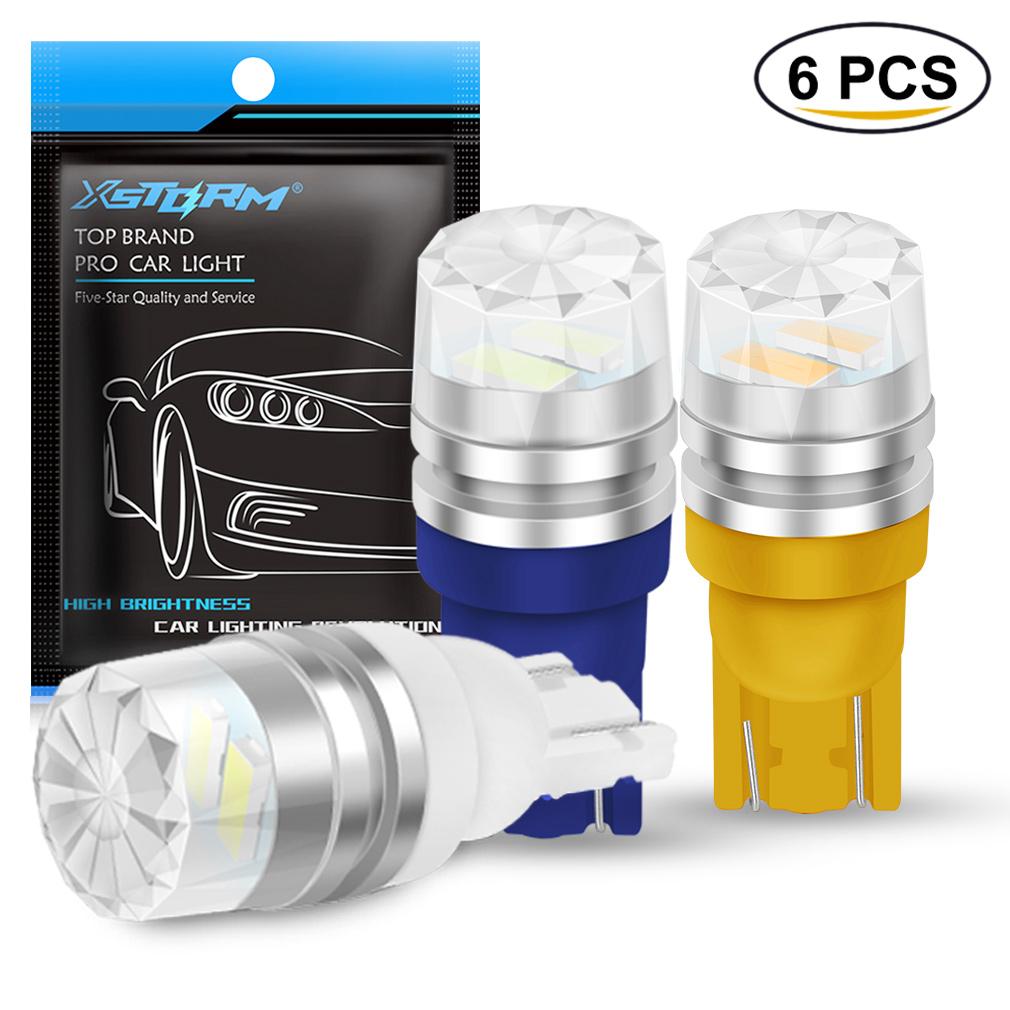 6 шт. T10 W5W светодиодная лампа 194 168 501 Led 2SMD 5630 чипы автомобильный клин номерного знака лампа купольный светильник 3000K 6000K белый зеленый синий красный розовый