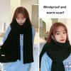 Winter Scarf Knitted Thickened Solid Color Elastic Windproof Stay Warm Anti-shrink Lady School Outdoor Scarf Clothes Accessories