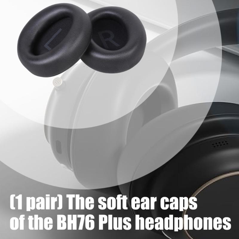 1Pair Earpads Leather Ear Pad Ear Cushions Cover Memory Foam Earmuffs for BH76 Plus Headsets