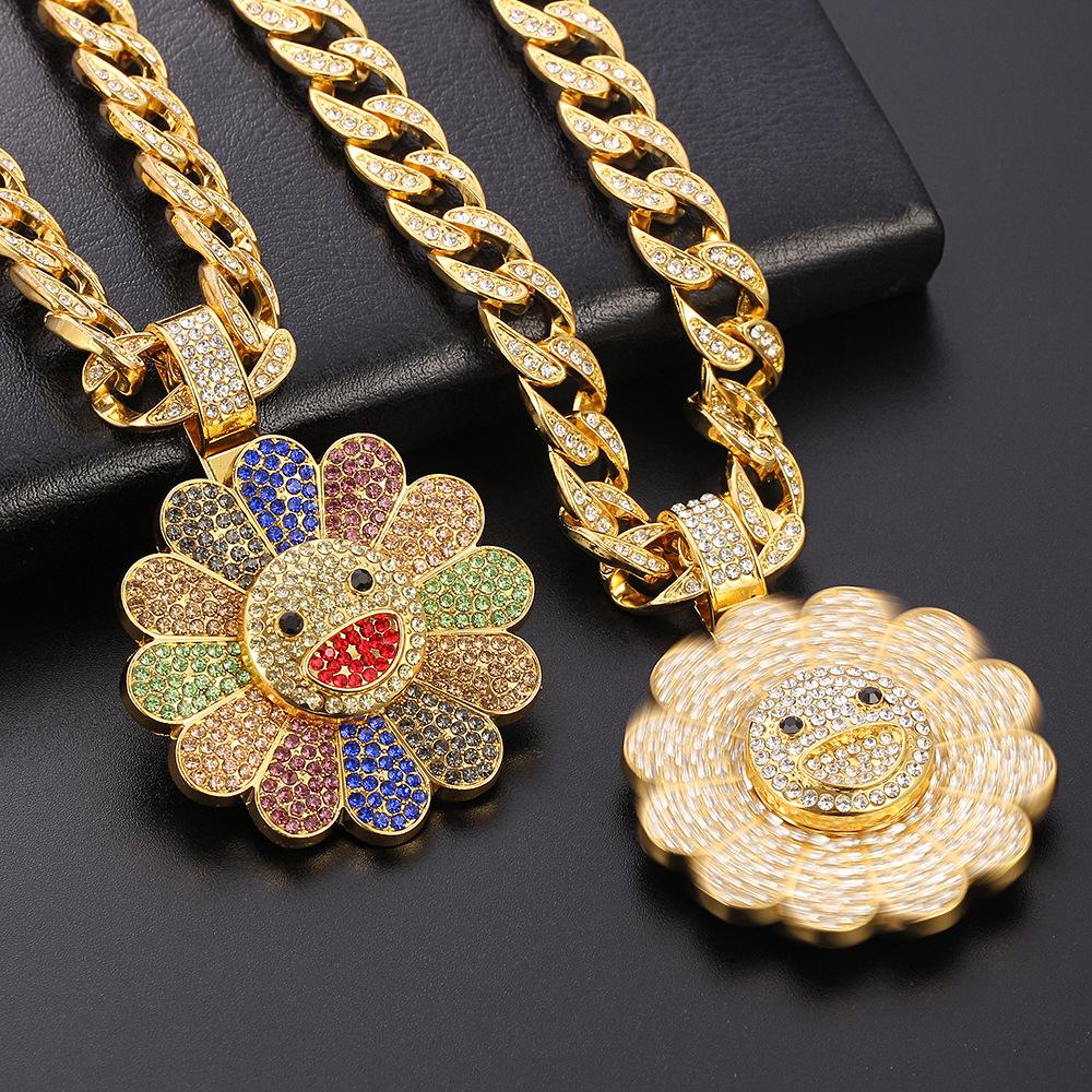 Custom Trending Fashion Gold Iced Out Pendant Hip Hop Cuban Chain Heavy Necklaces for Women