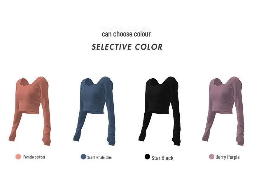 Juyitang Women's Quick-Dry Long Sleeve Yoga Top with Chest Pad