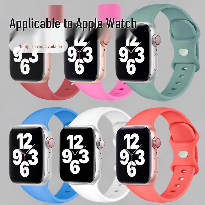 Дышащий силиконовый спортивный ремешок для Apple Watch (Поколение 1-10): Модный, Мягкий и Сменный Ремешок