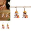 Halloween Themed Cartoon Ghost Milk Tea Pumpkin Pattern Women Acrylic Earrings For Casual Wear