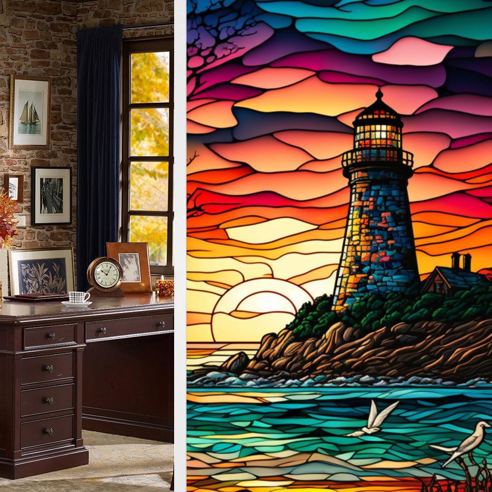 Красочная Ретро Цветок и Птица ПВХ Статическая Пленка для Окон Съемная