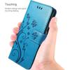 Protective Case - BOOLING - for Samsung Galaxy A17 4G/5G - Blue Butterfly Flower Leather Effect - 2 Screen Protectors