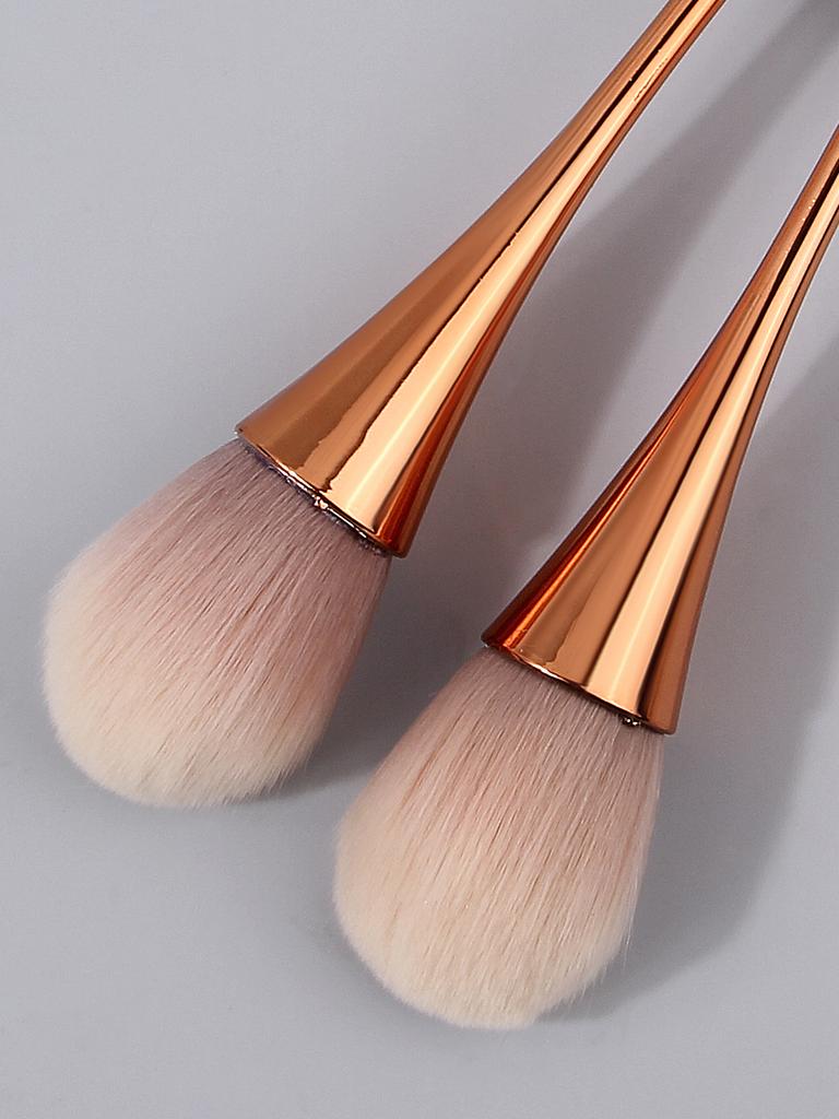 2pcs Rose Gold Professional Makeup Brush, Loose Powder Blush Brush, London Brush, Beginner's Daily Touch-up and Beauty Tool