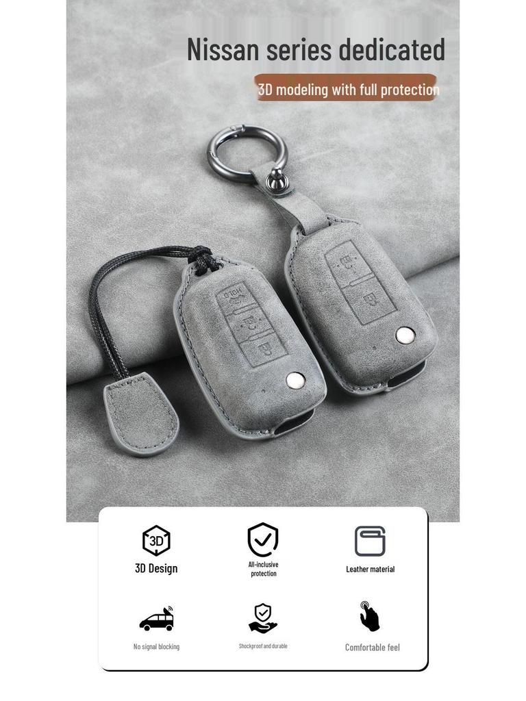Чехлы для ключей Nissan: Подходит для Qashqai 2019, Sylphy, Bluebird, Kicks, X-Trail, Tiida - Включает чехлы на кузов автомобиля и пряжки