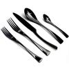 JANKNG 20-Piece 18/10 Stainless Steel Tableware Set Mirror Polishing Black Serive for 4 Heavy Modern Knife Set Spoon Fork Kitchen Utensils
