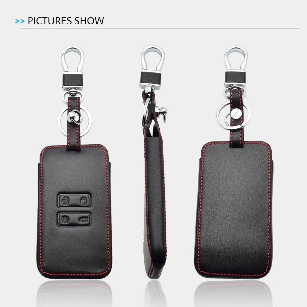 Leather Car Key Cover Bag for Renault Captur Megane Clio Dacia Duster Sandero Stepway Remote Fob Shell Case