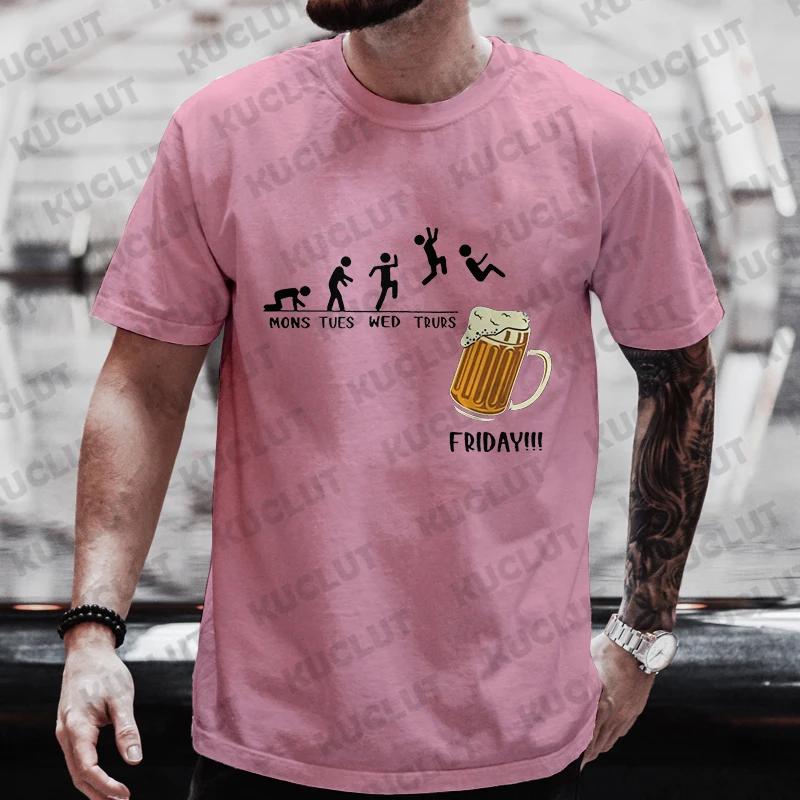 Мужская футболка Friday Beer Funny Graphic Y2k Tops Weekend Beer Drinking Lover Party Team Tees Plus Size Matching Outfit Streetwear