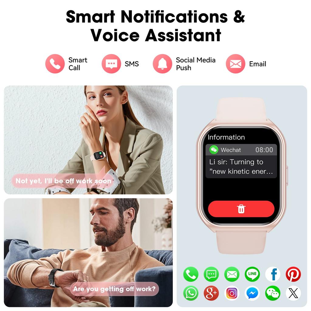 2025 New 1.85-inch Men Women's Smartwatch with Answer/100 Sports Modes/Message Reminder, IP67 Waterproof Fitness Tracker for Android Iphone Devices