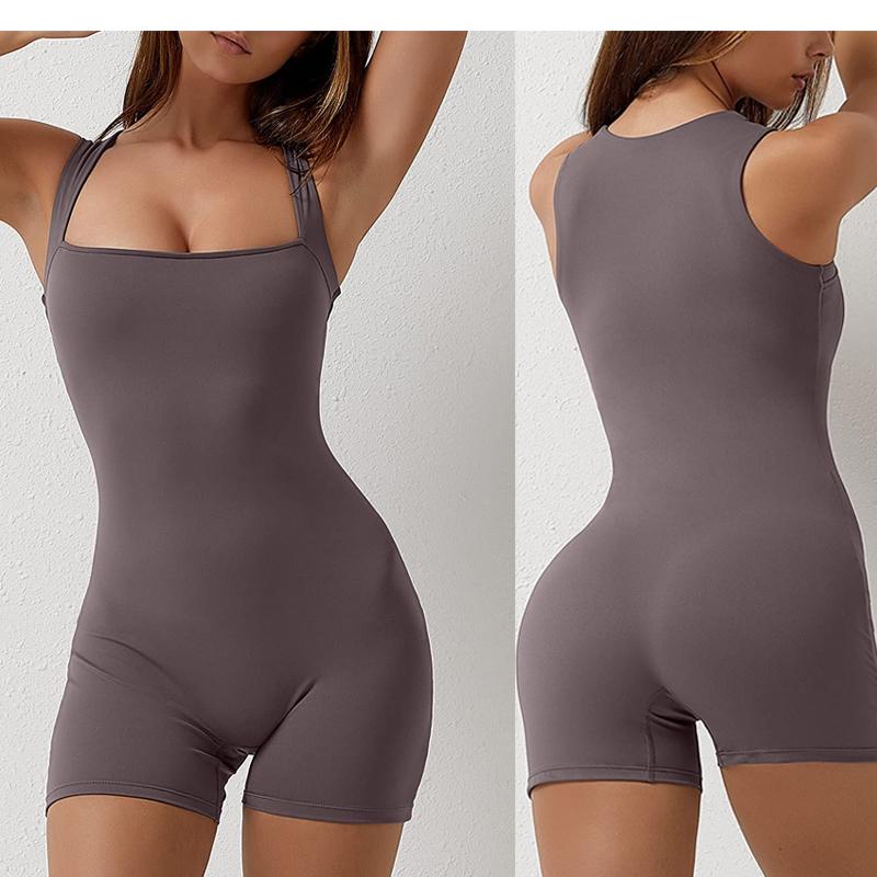 Женский топ на бретелях с квадратным вырезом на бретелях, обтягивающие эластичные шорты с контролем живота, комбинезон, комбинезон