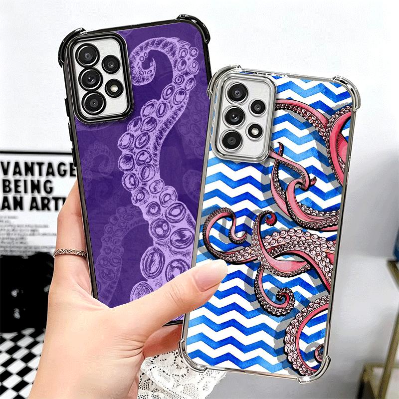 Арт с щупальцами осьминога Мягкий чехол для телефона для Samsung A17 A27 A07 A37 A57 A16 A56 A15 A55 A14 A54 A13 A53 A26 A36 A25 A35 A24 A34 A23
