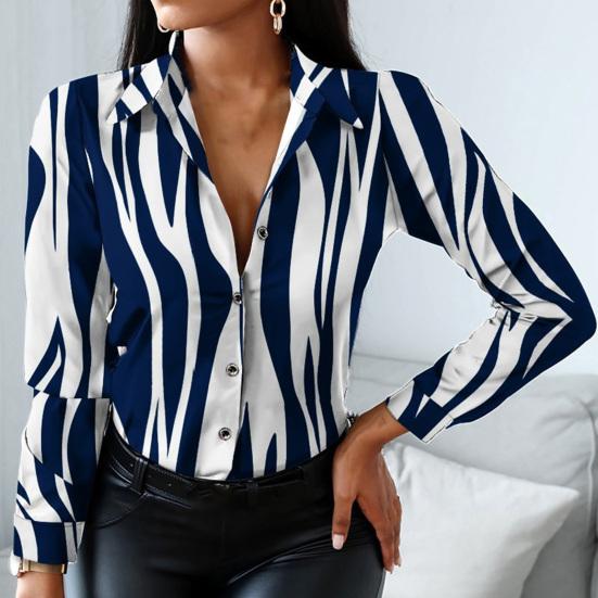 Large Size Single Breasted Temperament Leopard Lapel Blouse